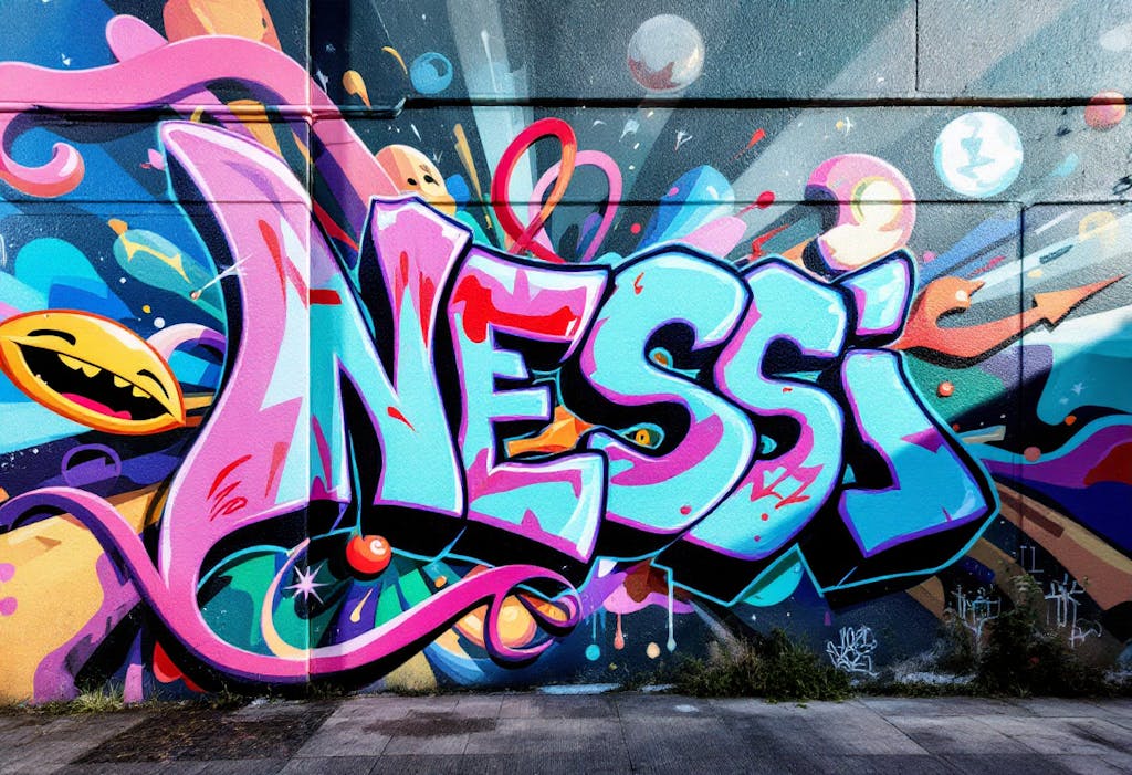 Standardbild mit Schriftzug Nessi als Graffiti, erstellt mittels Mindverse Bildgenerator 2025, gemeinfrei